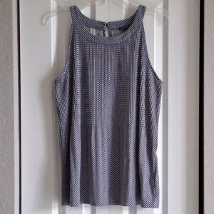Adrianna Papell Gray with White Polka Dots Sleeveless Blouse Women's Size M